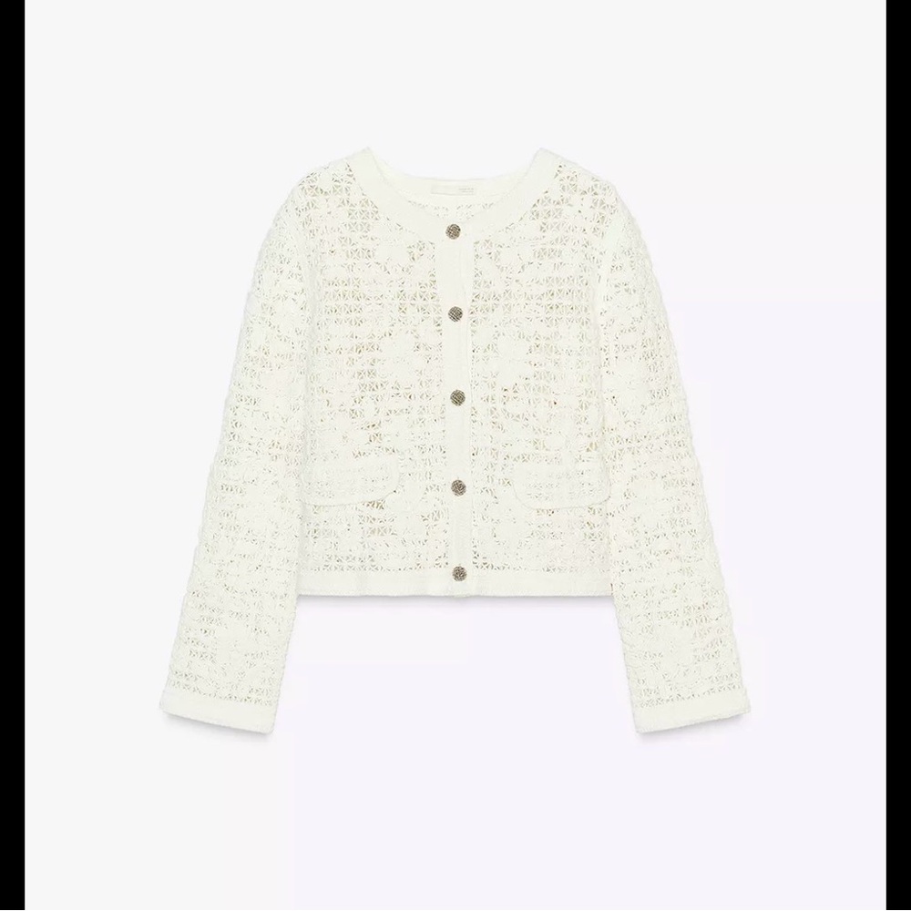 Zara Crochet Knit Jacket NWT Size M